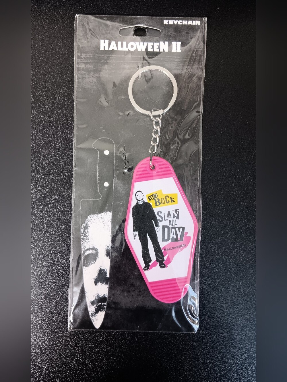 Halloween II Pink 'He's Back' Keychain -
